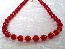 Granatfarbene Jade-Halskette - Handaufgezogen - 46 cm - 8 mm - 160 Karat - NEU