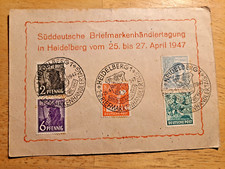 Festpostkarte 1. Briefmarkenhändlertag in Heidelberg 25.-27.4.1947 (selten)