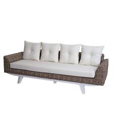 B-Ware Sofa MCW-M32, mit Kissen, 209cm Kubu Rattan Stoff/Textil Polster creme