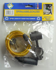 Spiralkabelschloss 100 cm 6 mm Durchmesser Halterung 2 Schlüssel gelb Sicherheit
