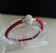 Schmuck Armband Nappa Leder mit Echsen Prägung rot mit Kristall Magnet  17 cm