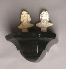 Antik Design Wandkonsole Sockel Holzkonsole Schwarz Vollholz H11,7 B23 T 19 cm