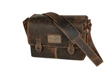 GILLIS Leder Fototasche Schultertasche Trafalgar Vintage braun Retro Büffelleder