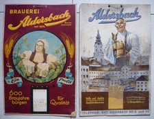 zwei sehr alte Reklameschilder Brauerei Aldersbach 20-30er Jahre Vorkrieg