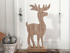 Hirschfigur Hirschstatue Deko-Hirsch Landhaus-Deko Shabby Rehe Tiere Holz Hirsch