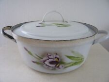 Alter Emaille Topf Terrine Blumendekor Shabby Vintage Brocante Emaile Garten