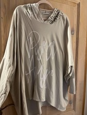 TREDY Zukauf made in Italy Tunika Hoodie oversize beige Gr. 52/54 AA 90cm