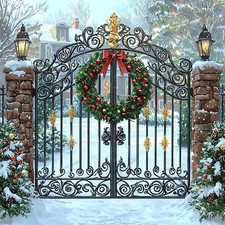 Wandbild Vintage Shabby Chic Gartentor Türkranz Deko Bild Weihnachten Wandfliese