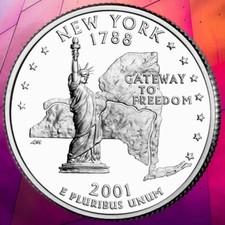 USA Quarter Dollar New York 2001 D Unc.  6101# ❇️..