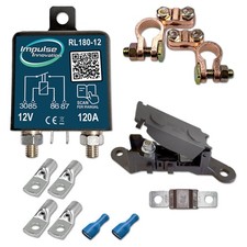 RL180/12 100A Trennrelais Set mit Sicherung + Terminals 25mm² KFZ Camper Womo
