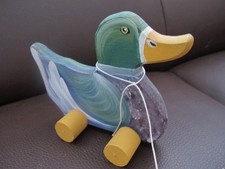 Nachziehtier Holzspielzeug Ente auf Rollen Vintage Sehr schön