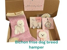 Bichon Frise flauschig Hundeliebhaber Mama Weihnachten Geschenkkorb Box Ohrringe Socken Pin