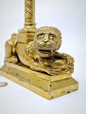 Antiker Kerzenständer von 1898 - Messing Antik Löwe Skulptur Figur 