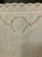 Damen Nachthemd Nostalgie Gr L Weiß 100% Baumwolle Borte bestickt 20er Jahre 