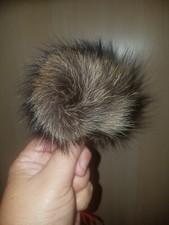 Echt Pelzbommel Fellbommel Waschbär 13 cm Braun Unikat Kinder