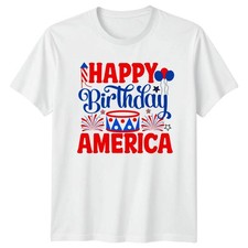Happy Birthday Amerika Fourth Of July patriotisches Herren Damen Grafik T-Shirt