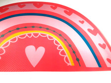 Regenbogen Herz Platzset Platzdeckchen rosa pink Bastel Malunterlage NEU PLA103