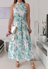 Maxikleid Weiß Türkis