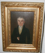 Antikes kleines Porträt Ölgemälde von 1845 / 50 mit goldenem Holzrahmen