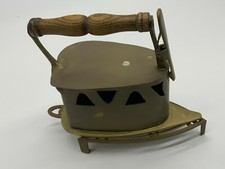 ANTIKES JUGENDSTIL BÜGELEISEN MIT PLATTE KUPFER UND MESSING