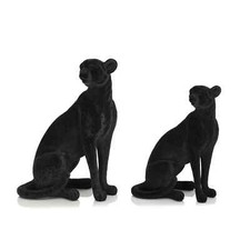 Panther Leopard Jaguar Puma Gepard Figur Statue Harz Schwarz in 22 o. 27,5cm