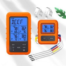 Digital Bratenthermometer Funk Grillthermometer Fleisch-Thermometer mit 4 Fühler