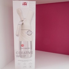 iSi Sahnebereiter creative whip Premium Edelstahl Weiß 500ml +2 Patronen+Heft