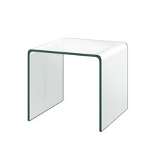 Beistelltisch Glas Nachttisch U-förmig transparenter Glastisch quadratisch 45 x