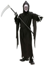 Horror Kostüm Kinder Gevatter Tod mit Maske mit Kapuze Halloweenkostüm KK