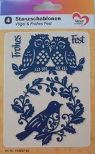 4 Stanzschablonen "Vögel & Frohes Fest"K.  Jittenmeier/ QVC