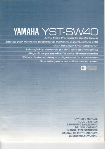 Yamaha yst sw40 manual - yamaha,