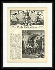 Festessen Kachelofen Bauernstube Weinfass Geweih Bierkrug Tisch Faksimile_E 3474