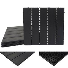 B-Ware WPC Bodenfliese MCW-E20, Holzoptik, 4x je 50x50cm = 1qm, anthrazit-grau