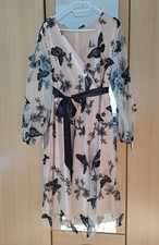 Elegantes Mesh Kleid in schwarz - apricot, Gr. XL / 46, Zustand Neu