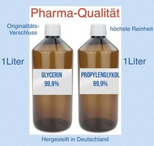 Basis Glycerin 1 Liter + Propylenglykol 1 Liter PG/VG 99,9% Base Vegan, Top!