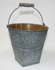 Blumentopf - Pflanzschale - Eimer mit Henkel -  Ø 15 cm - 15 cm hoch - Zink ??