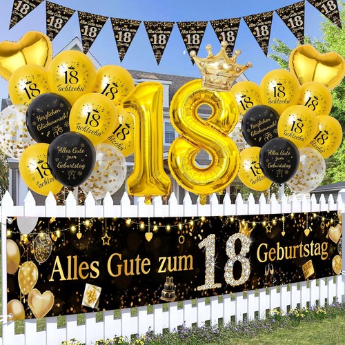 Geburtstag deko set schwarz - set,