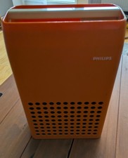Tragbarer Koffer Plattenspieler Vintage Netz u.Batteriebetrieb Orange 