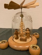 kleine, seltene Drehpyramide, Weihnachtspyramide, Glasdom, Krippe, Holz,