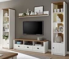 Wohnwand in weiß Pinie und