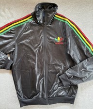 Adidas Chile 62 Jamaika Glanz Trainingsjacke M schwarz Shiny Rasta Bob Marley