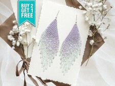 Ombre Perlen Fransen Ohrringe