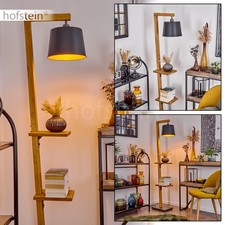 HOFSTEIN Selbagnone Stehlampe Metall/Holz Nickel-Antik/Natur/Schwarz/Gold