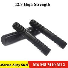 12.9 Hohe Festigkeit Schwarz Doppelgewindebolzen Stiftschraube Stehbolzen DIN835