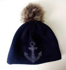 VON LAMEZAN, Mütze, blau, Bommel & Glitzeranker, Fleece Futter