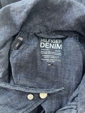 TOMMY HILFIGER Mini Jeans Kleid S 36 blau Neckholder Schleife Logo Nieten NEU