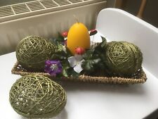 Ostergesteck, Metallschale, Osterei-Kerze, befüllbare Eier, Naturmaterialien