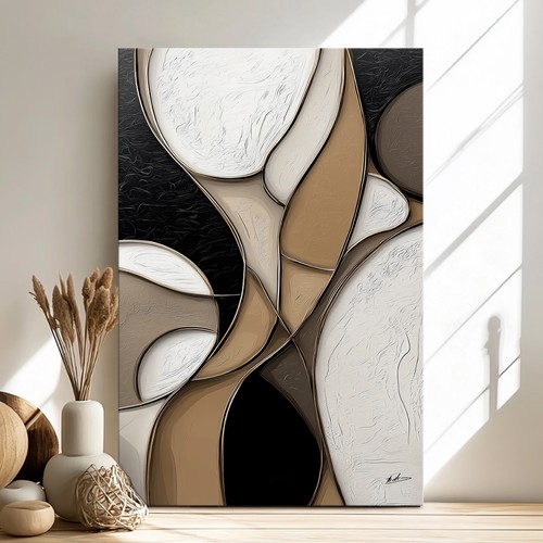 Abstraktes leinwandbild beige - abstraktes,