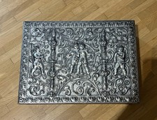 Vintage silberfarbene Schatulle, Blechdose mit Engeln/Putten