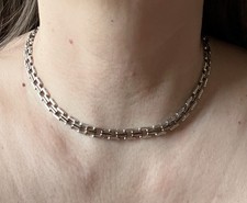 Sterlingsilber Halskette Collier Bicolor Elegant Design 